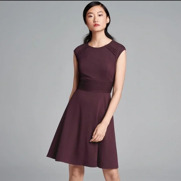 Eliza J | Dresses | Eliza J Fit Flare Mini Dress Plum Purple Solid Cap  Sleeve Nordstrom Zip | Poshmark